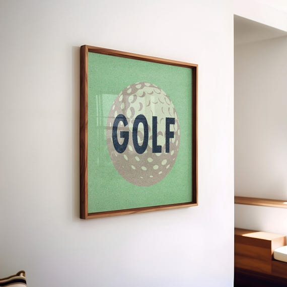 Retro Golf Ball Art Print For Golfer Gift Poster Golf Art Vintage Golf Dad Gift Mint Green