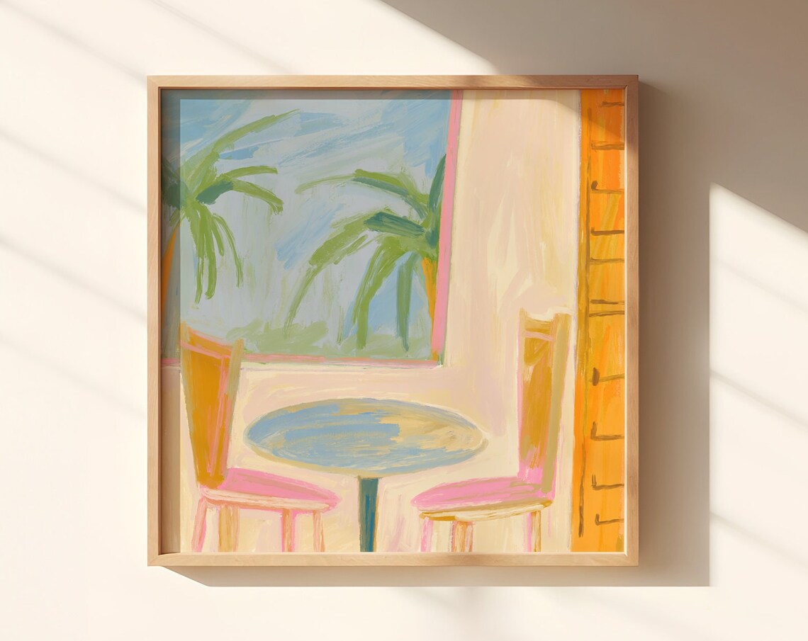 Colourful Maximalist Square Art Print, Modern Eclectic