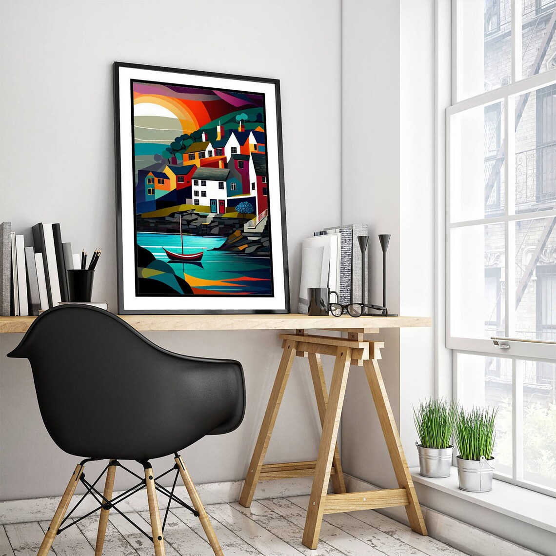 Port Isaac Cornwall Art Print, Vibrant Coastal Poster - Image 3