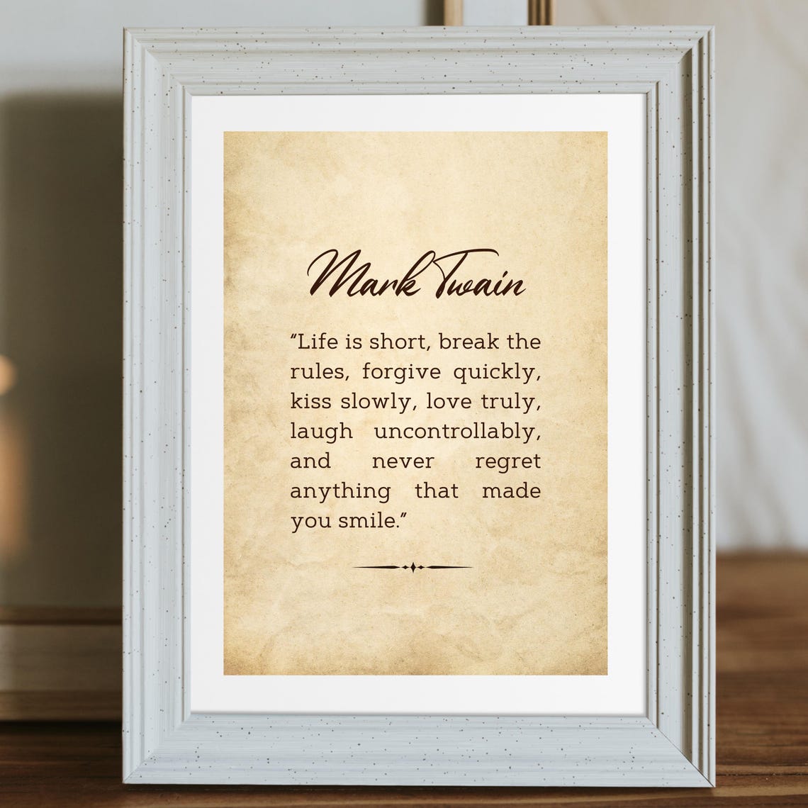 Mark Twain Life Is Short Break the Rules Inspirational Quote Print - Image 2