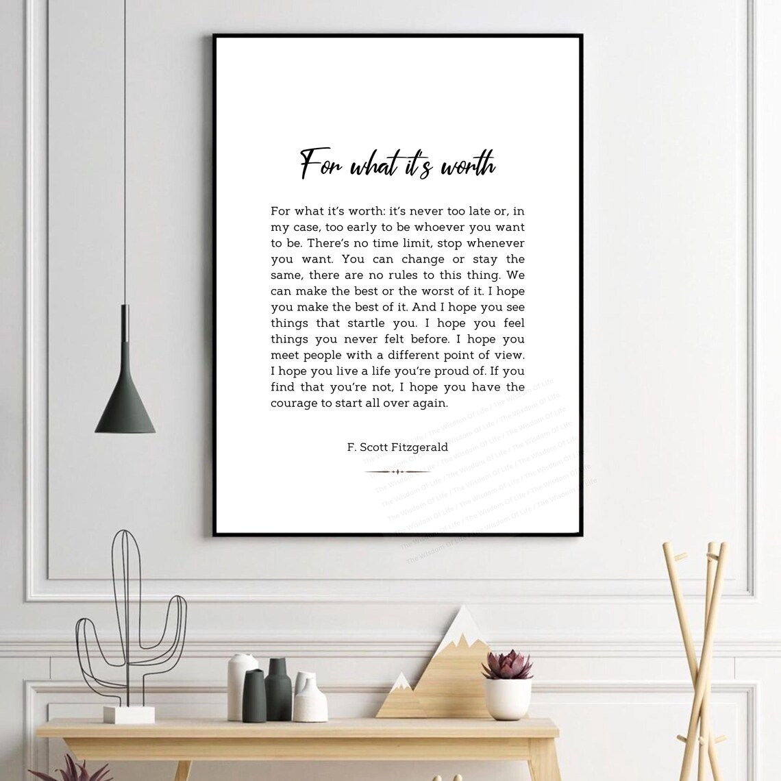 For What It Is Worth F Scott Fitzgerald Inspirational Quote Print - Image 2