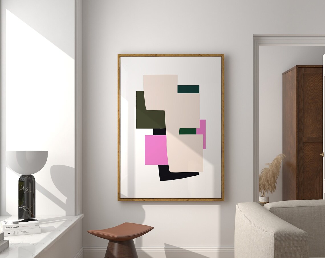Modern Pink And Green Minimalist Art Print