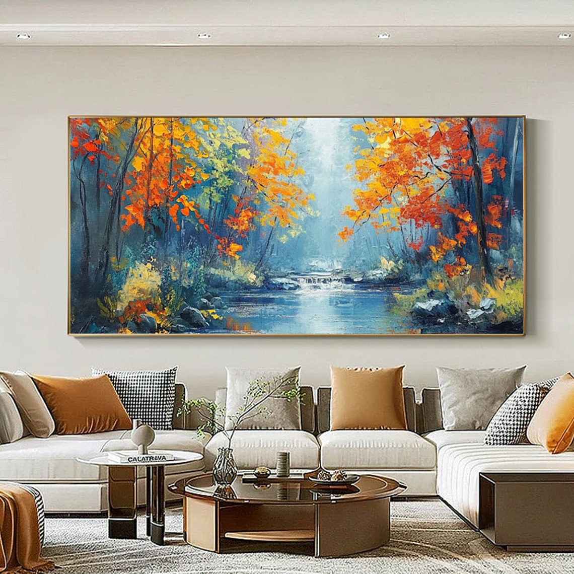 Autumn Forest Stream With Fiery Orange Fall Foliage Scene Poster - Image 6
