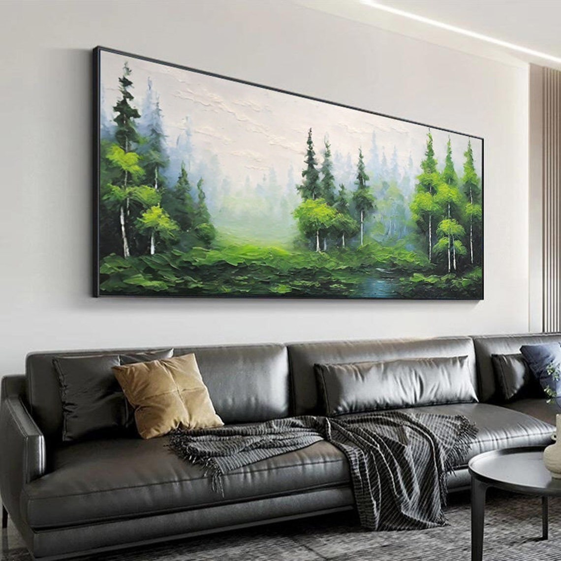 Serene Misty Green Forest Landscape With Tall Pine Trees Poster - Image 3