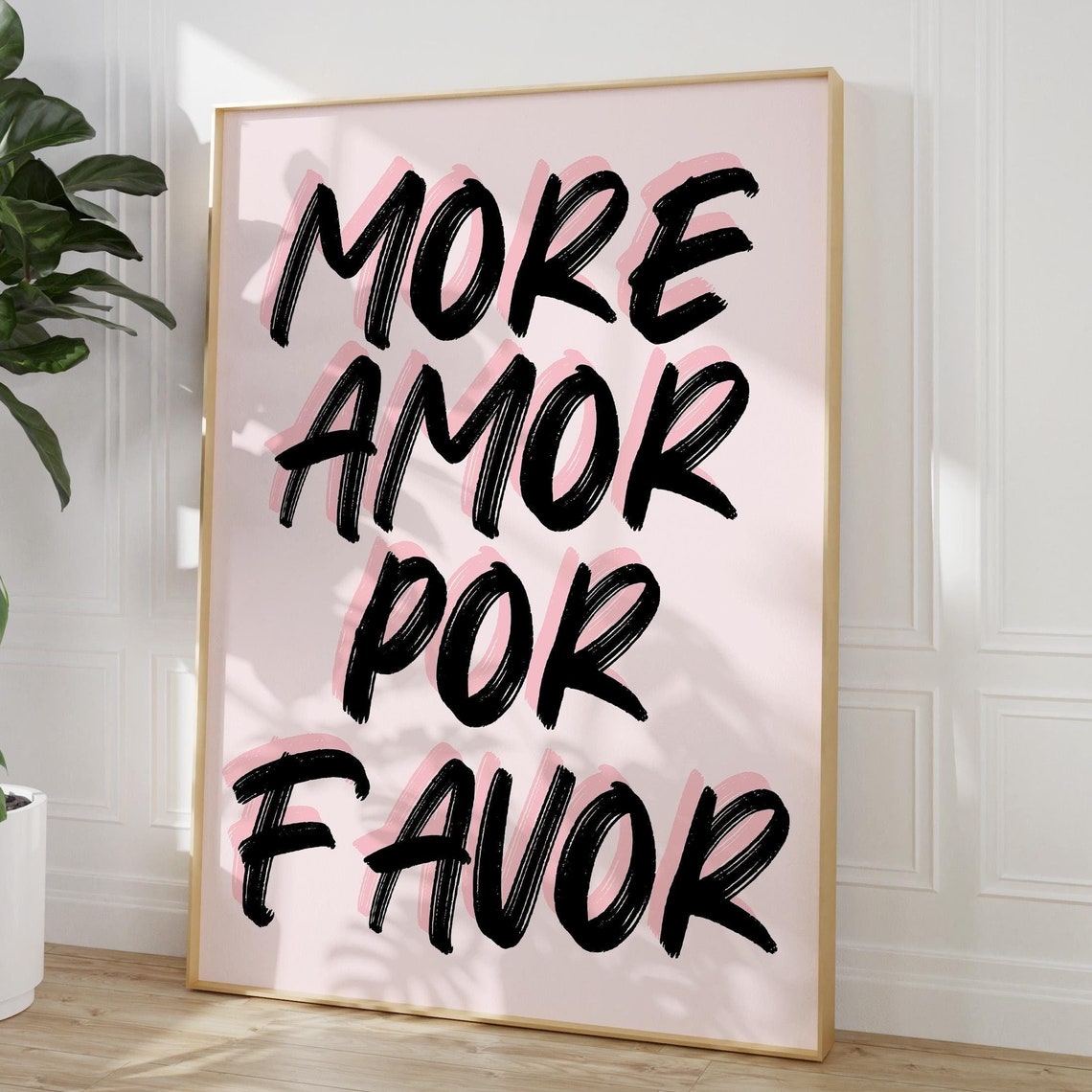 More Amor Por Favor Pink Print Trendy Pink Girly Wall Art Bedroom Dorm Room Aesthetic Love Quote Poster