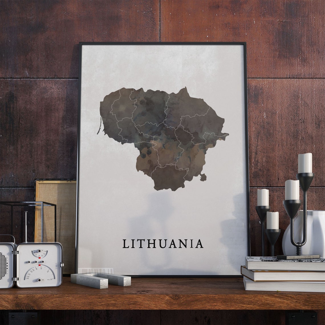Lithuania Watercolor Country Map Modern Minimalist Travel Poster