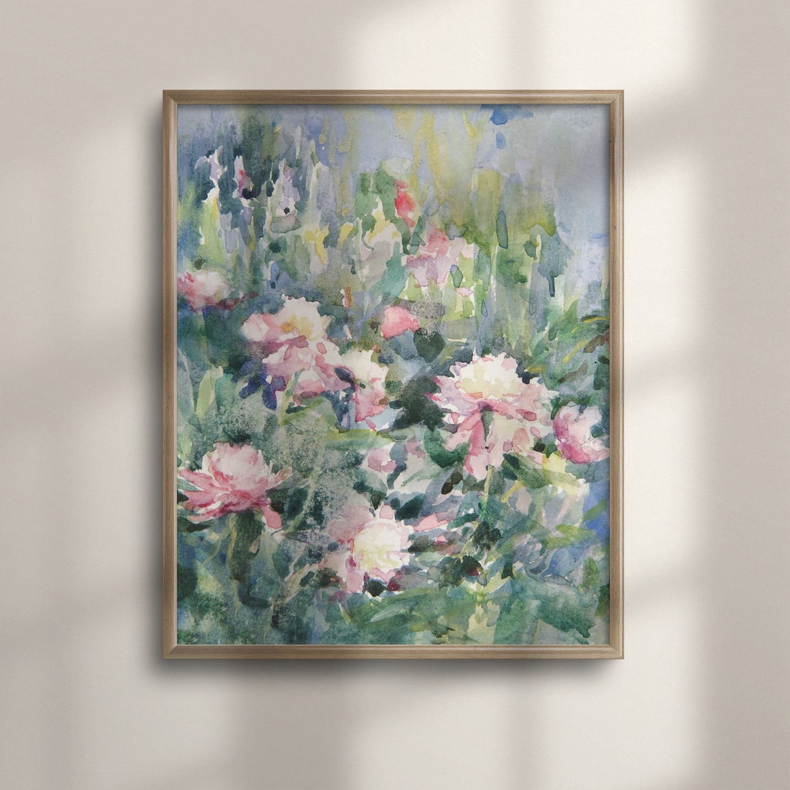 Fresh Pink Spring Flowers Loose Watercolor Garden Blooms Poster