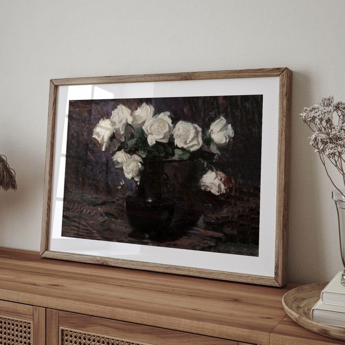 Vintage Floral Art Moody Botanical Dark Roses Painting Square Wall Art Oil Painting Reproduction Flower Still Life Decor C16 174 - Image 4