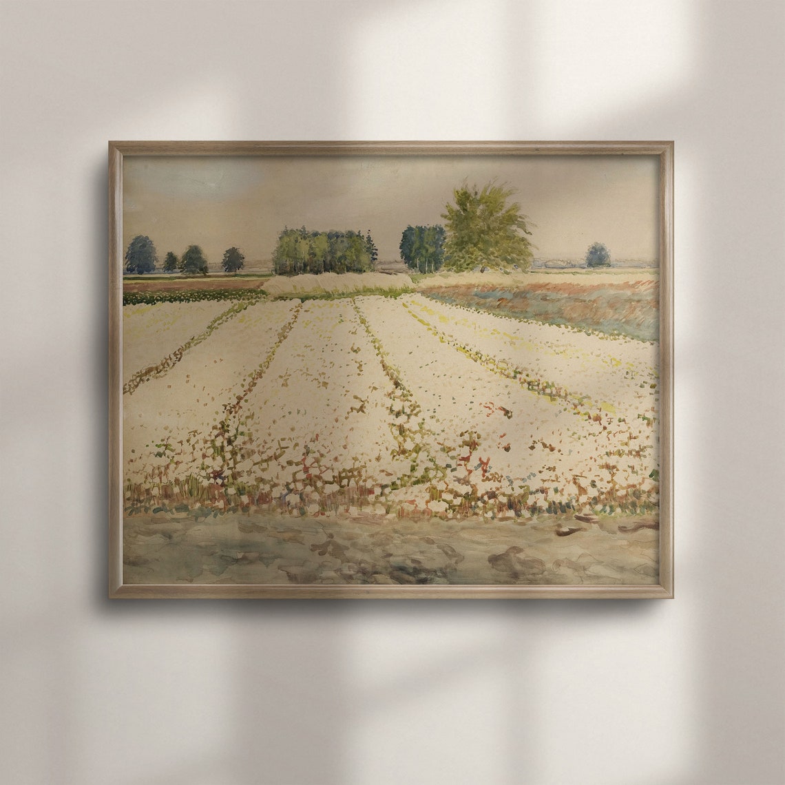 Antique Farmhouse Art Vintage Flower Field Painting French Country Decor Cottage Decor Landscape Art C16 441