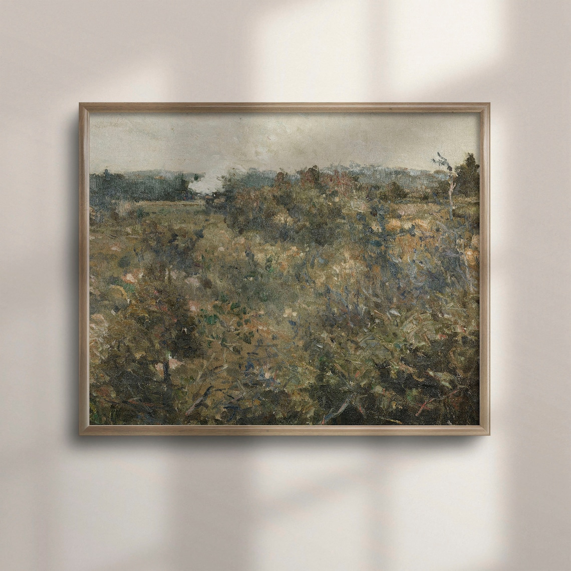 Minimalist Rustic Landscape Of Windswept Dark Vegetation And Pale Sky Poster