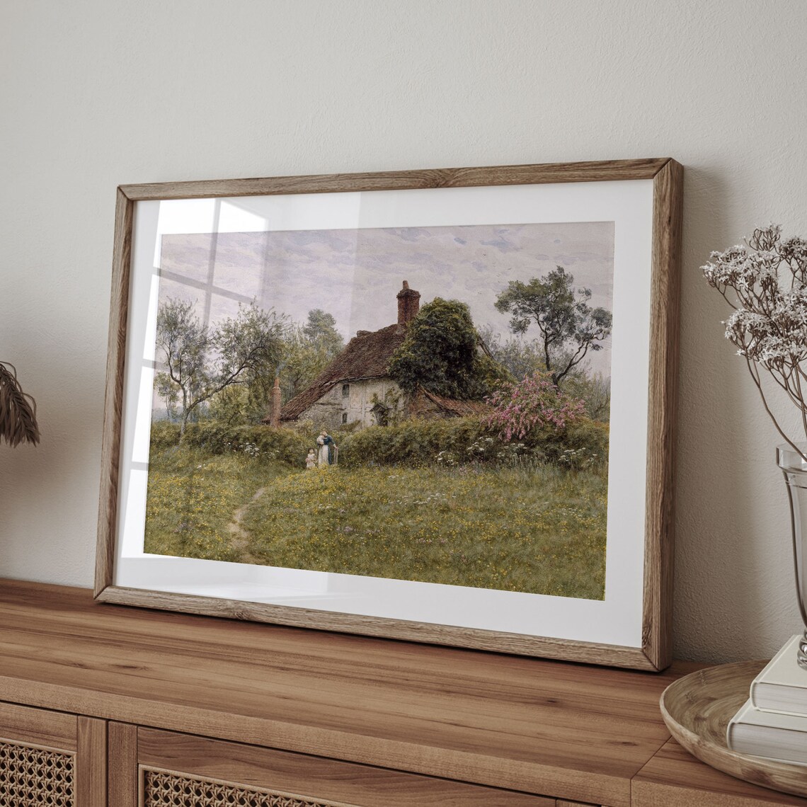 Vintage English Cottage Landscape Art Print, Farmhouse Decor - Image 4
