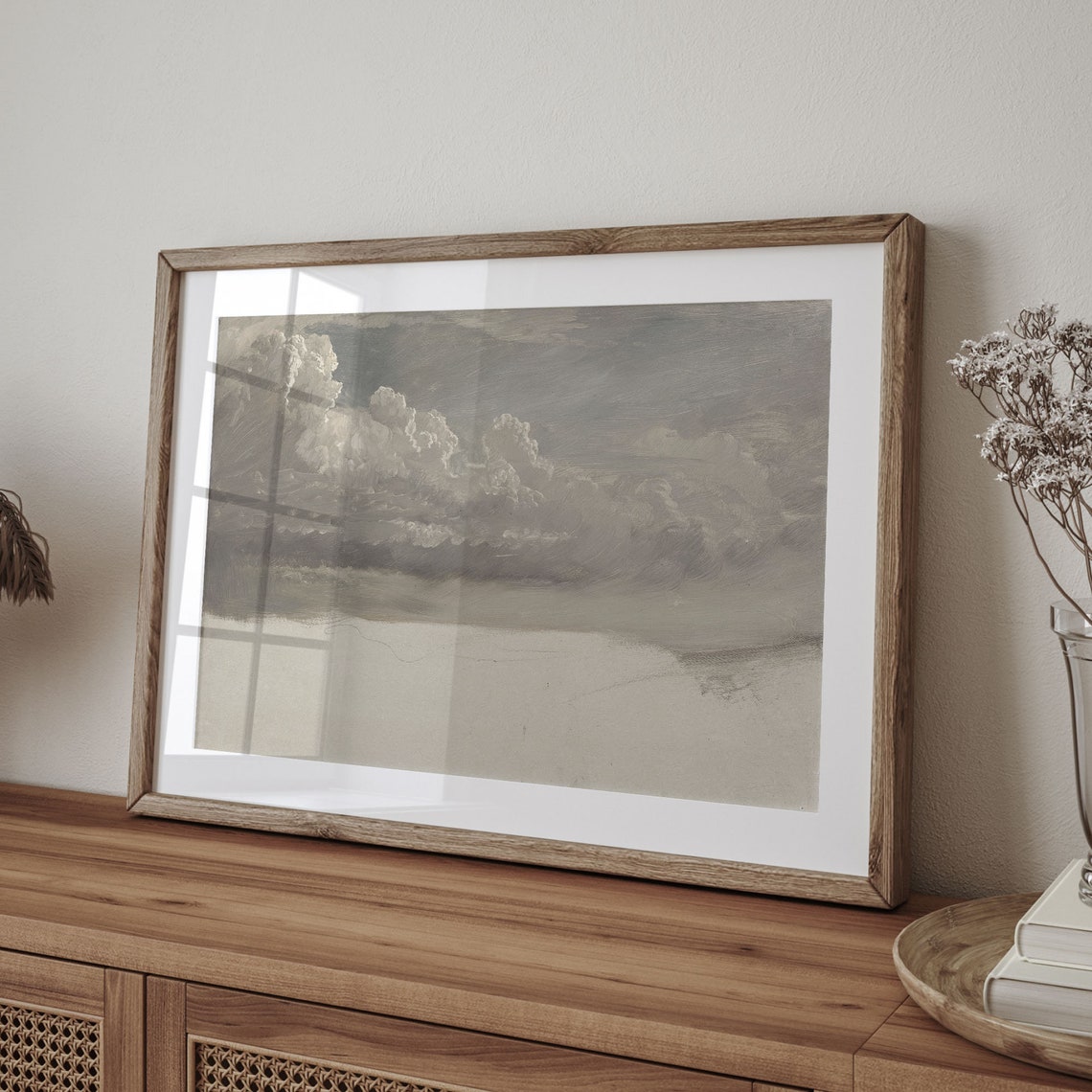 Vintage Moody Dramatic Cloud Study Neutral Gray Sky Art Poster - Image 4