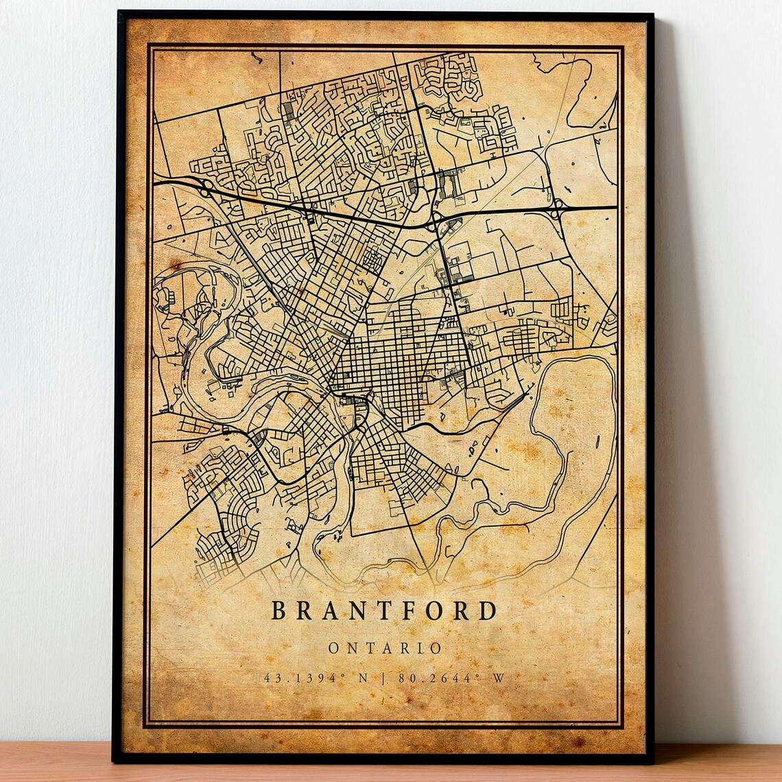 Brantford Ontario Antique Street Map Vintage City Map Travel Poster - Image 4