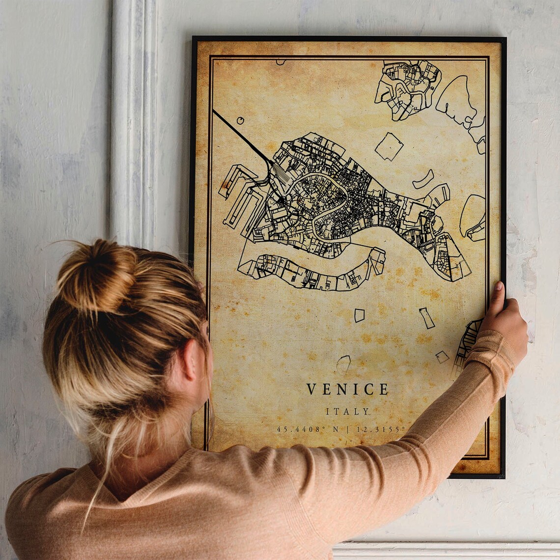 Venice Vintage Map Poster, Antique Rustic Italy - Image 2