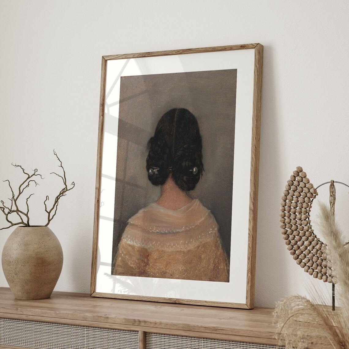 Vintage Female Portrait Oil Painting Art Print - Image 4
