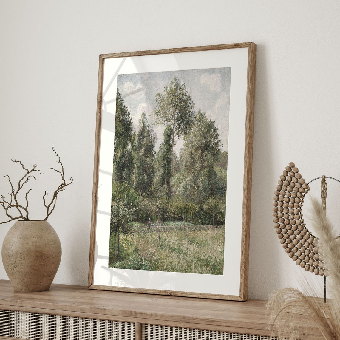 Sunlit Meadow Tall Trees Vintage Impressionist Landscape Poster - Image 4