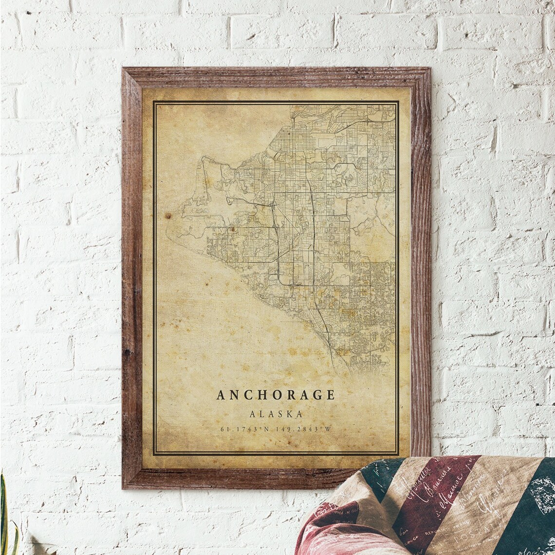 Anchorage Vintage Map Poster, Rustic Alaska Art Print - Image 3