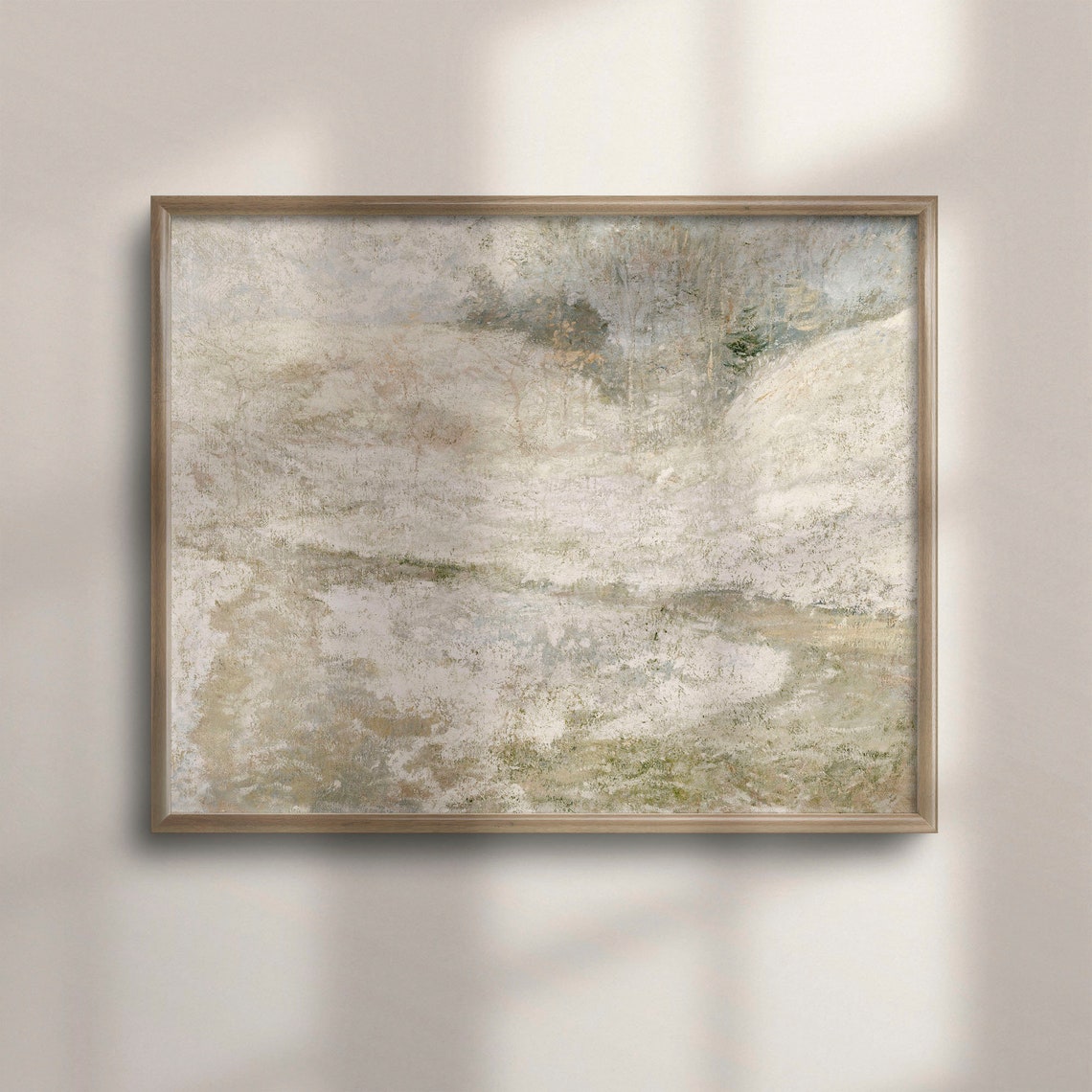 Ivory Winter Snow Abstract Neutral Holiday Landscape Painting Poster