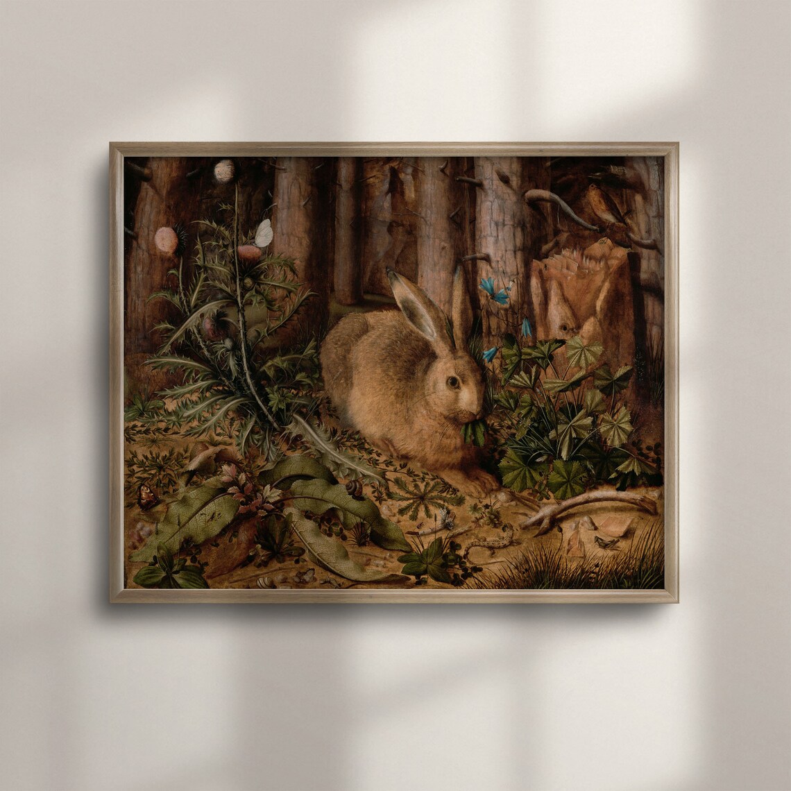Rabbit Painting Art Print, Vintage Woodland Decor
