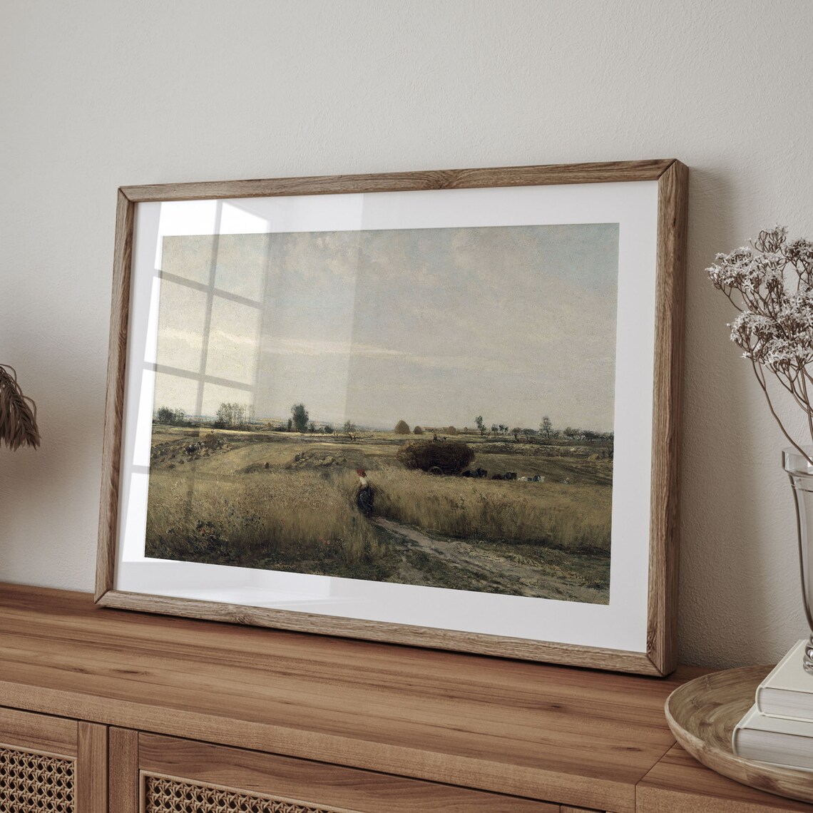 Harvest Wheat Field Lone Figure Vintage Rural Painting Poster - Image 4