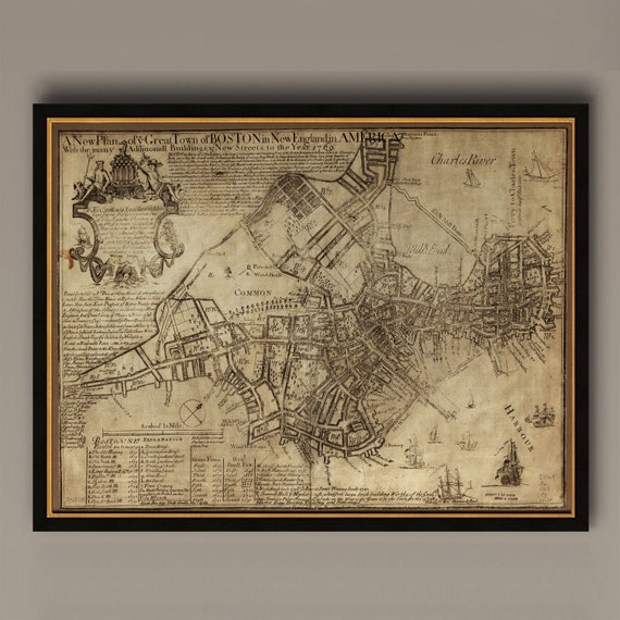 Old Boston Map 1769 Historic Boston Art Print