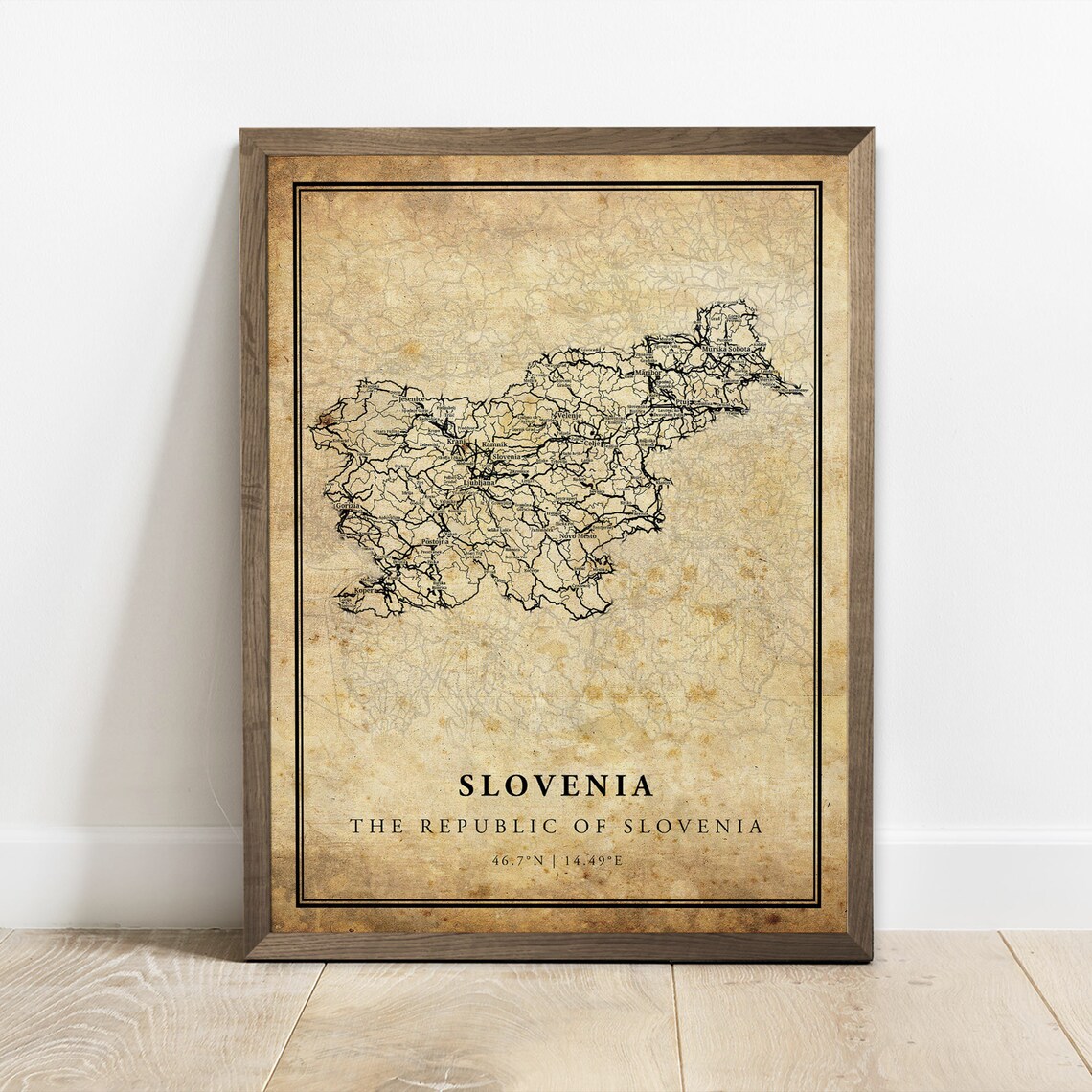 Slovenia Vintage Map Poster Print, Country Map