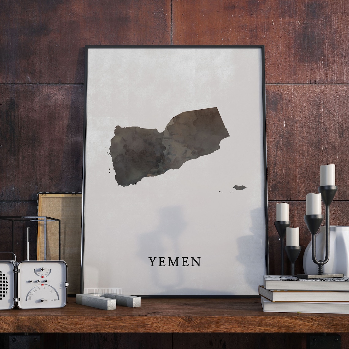 Yemen Vintage Style Map Print, Travel Poster