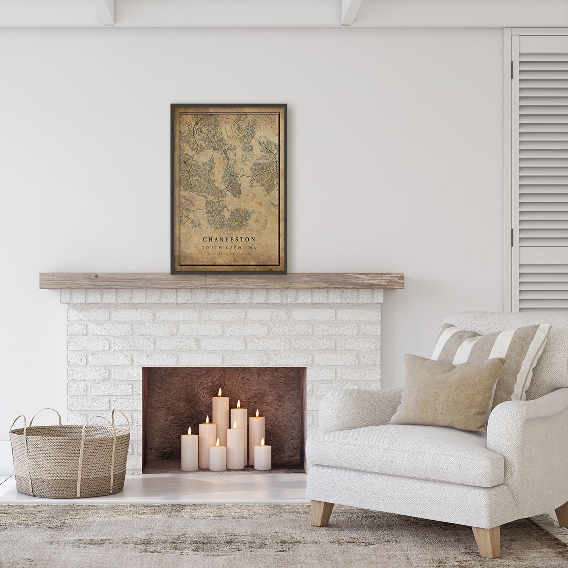 Charleston Vintage Map Poster, Rustic South Carolina - Image 2