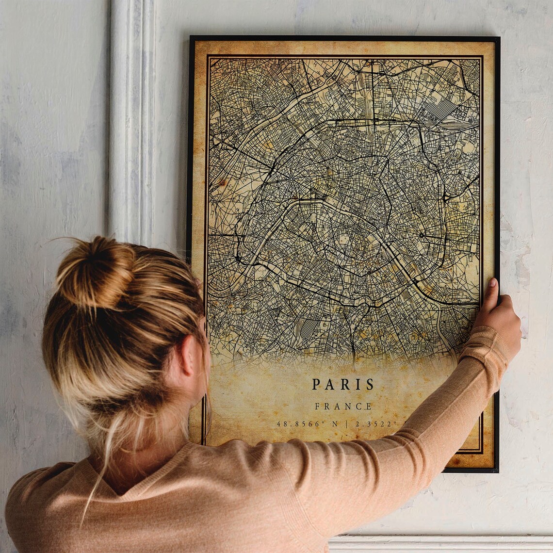Paris Vintage Map Poster, Rustic France Travel Print - Image 2