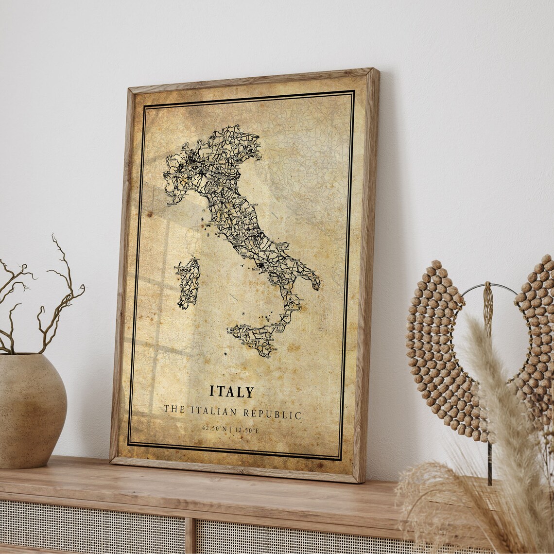 Italy Vintage Map Poster Print, Country Road Map - Image 4
