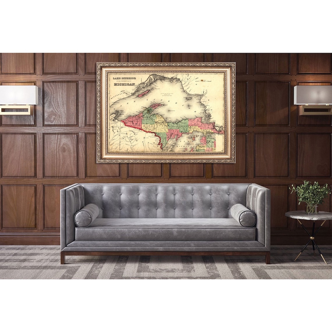 Map Of The Upper Peninsula Michigan 1873 Vintage Travel Poster - Image 2