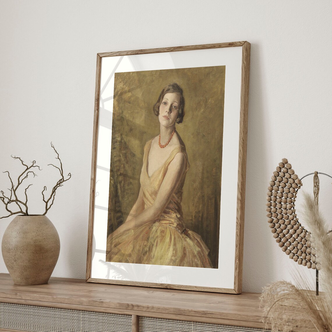 Elegant Antique Woman Portrait Gold Dress Vintage Oil Art Poster - Image 4