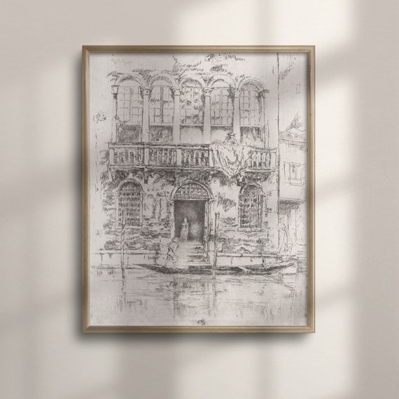 Vintage Venice Canal Sketch Neutral Architecture Artwork Italy Wall Decor Minimalist Poster Farmhouse Style C16 1136