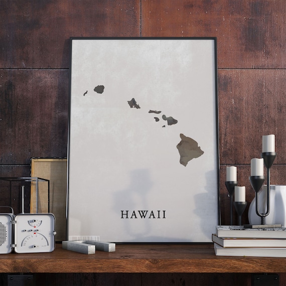 Hawaii Vintage Style Map Print Hawaii Map Poster Gift Hawaii Wall Art Decor Map Print Gifr For Teacher Vo18