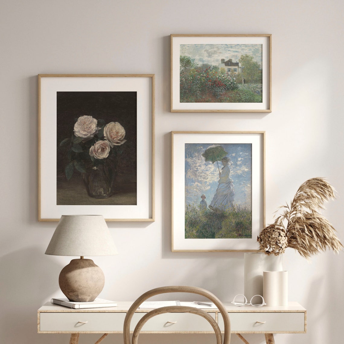 Antique Floral Oil Painting Vintage Rose Wall Art Pink Flower Gallery Decor Moody Bedroom Art Poster C16 1099 - Image 2