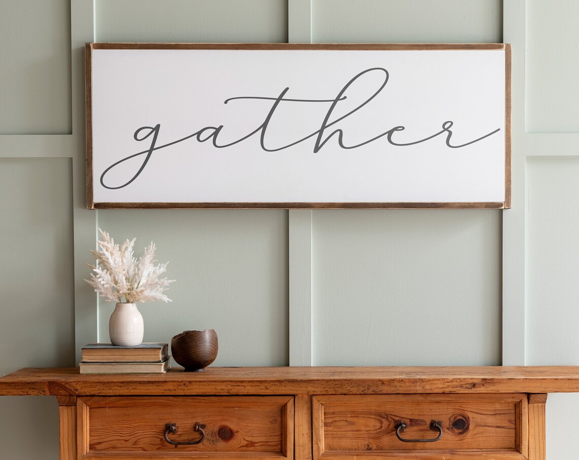 Gather Sign, Dining Room Wall Art Print for Fall