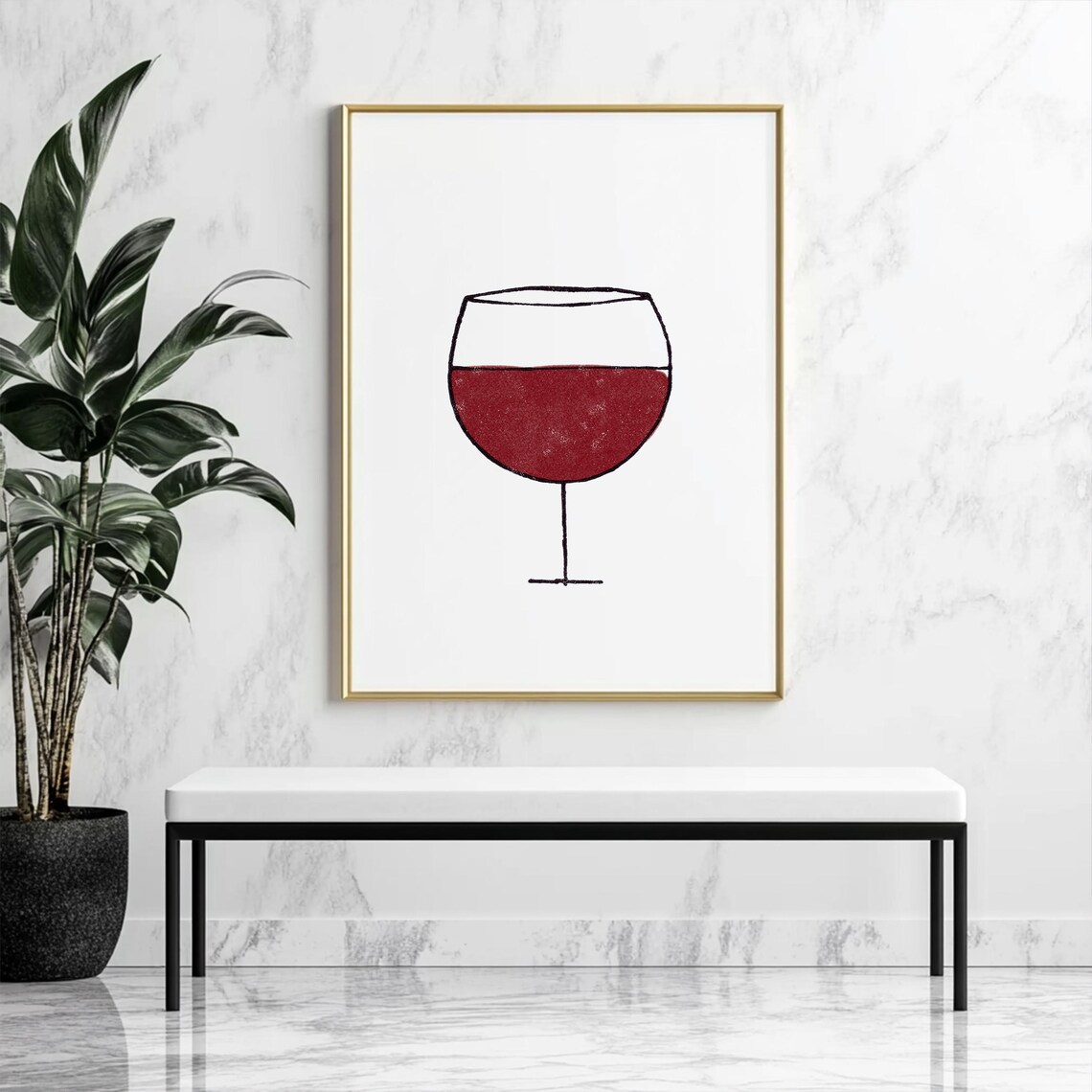 Minimalist Red Wine Glass Line Art Poster for Dining Room and Bar Decor - Image 5