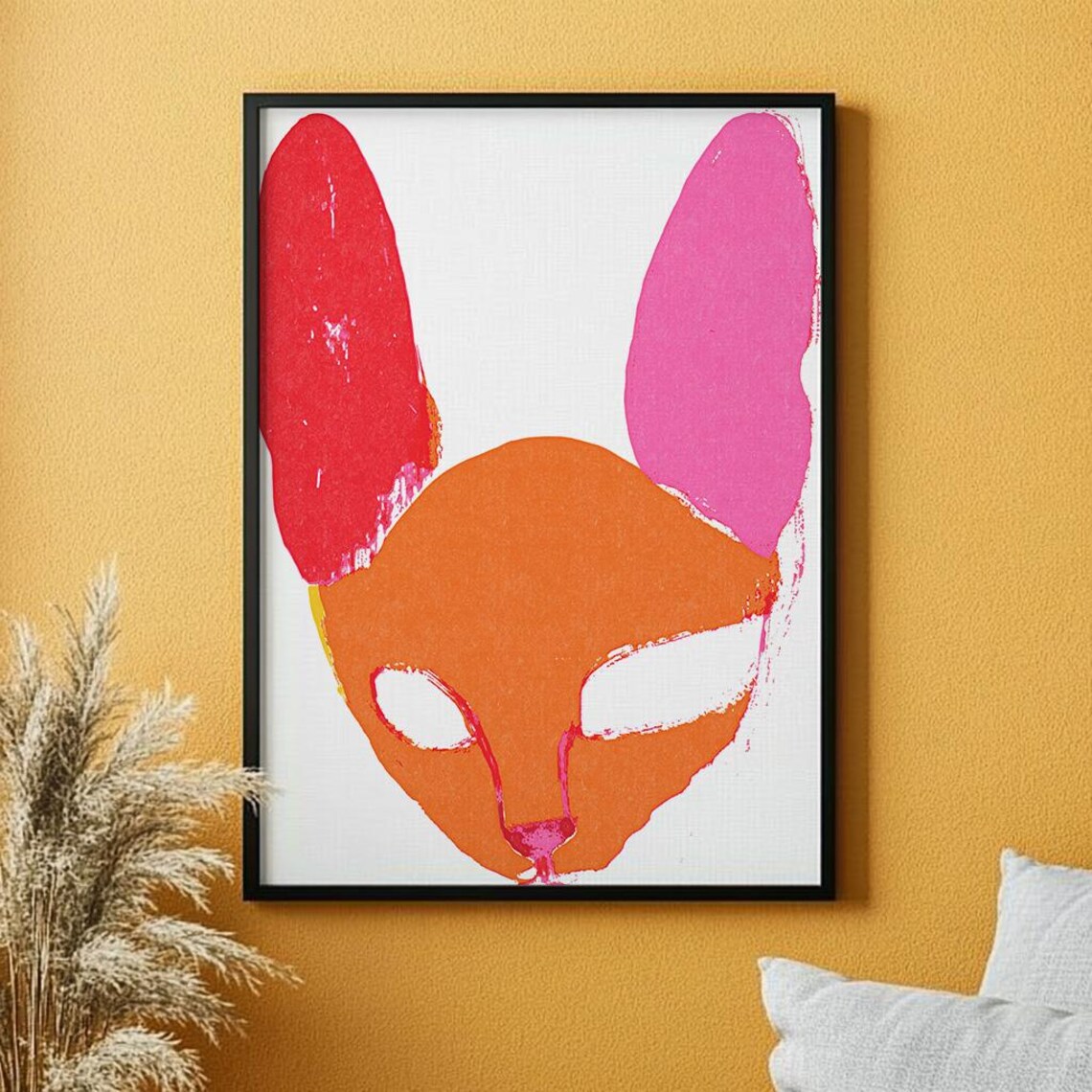 Abstract Sphynx Cat Orange Minimalist Face Poster for Modern Cat Lover Decor - Image 5