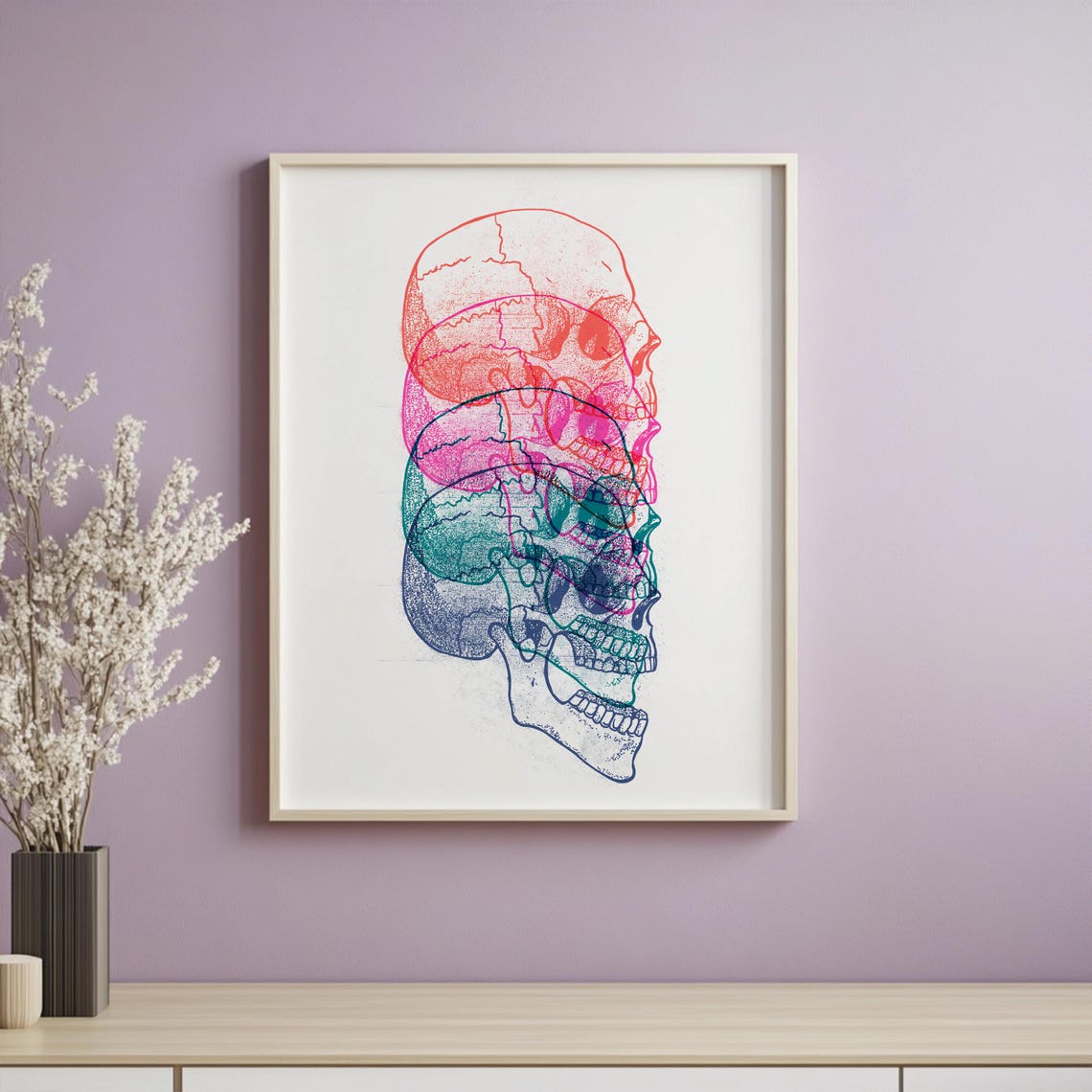 Layered Pop Art Skull 4 Jpeg Files Iso 2x3 3x4 4x5 Wall Art