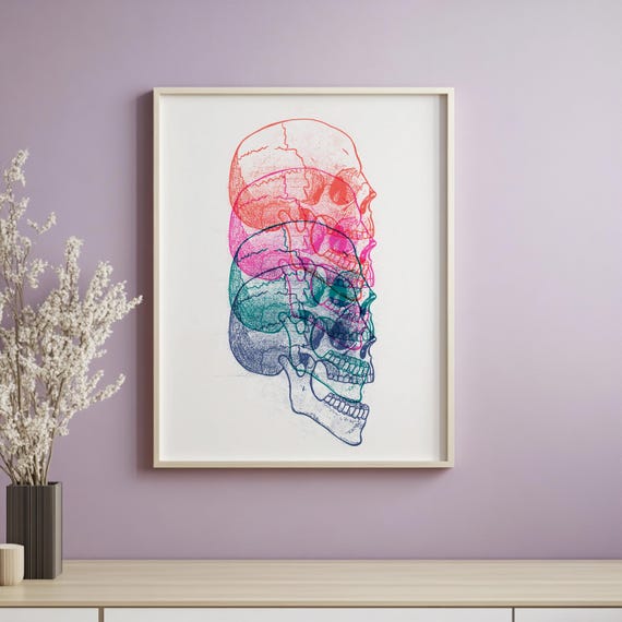Layered Pop Art Skull 4 Jpeg Files Iso 2x3 3x4 4x5 Wall Art