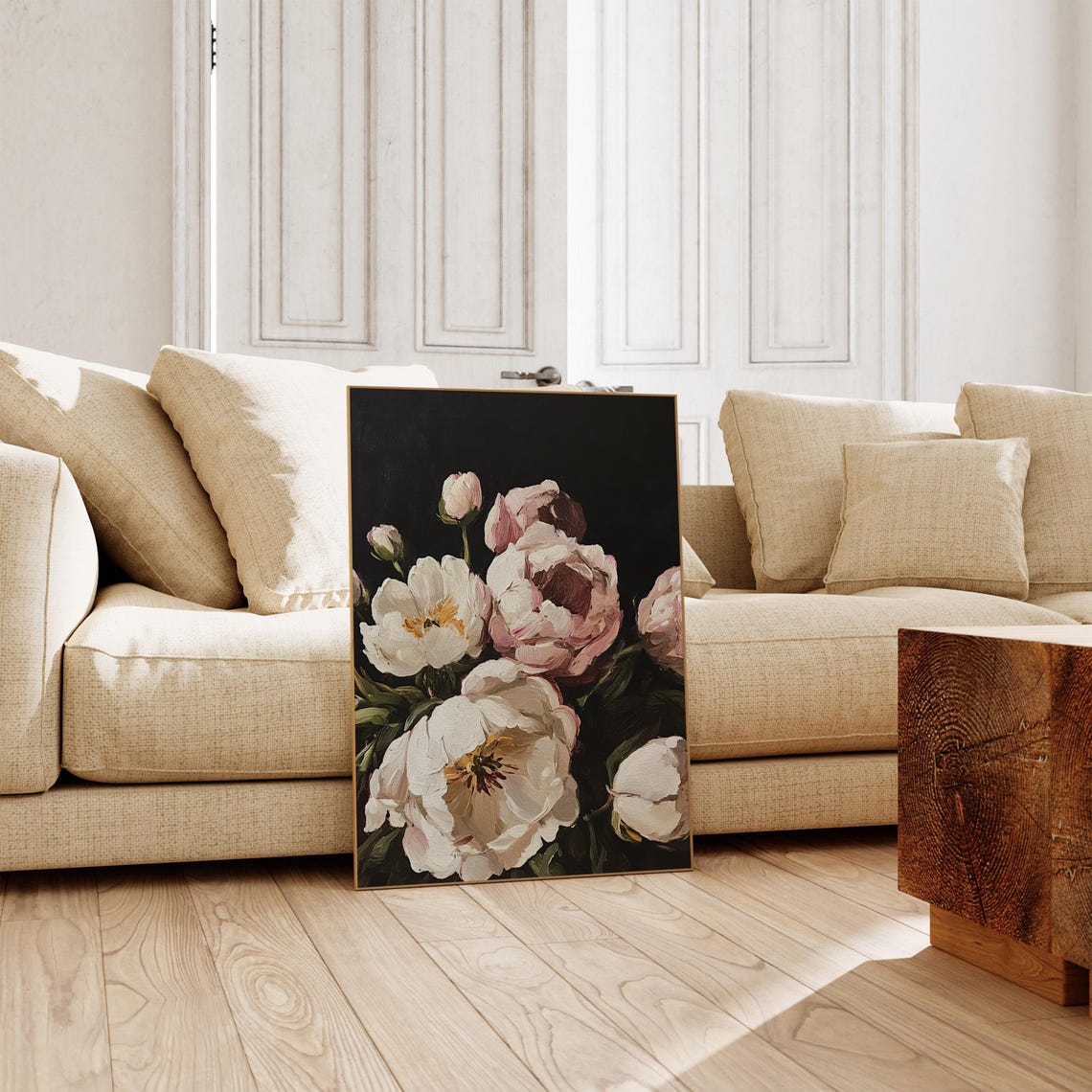 Vintage Moody Flowers Painting Print French Country Farmhouse Decor Dark Flowers Bouquet Still Life Painting Floral Wall Art - Image 4
