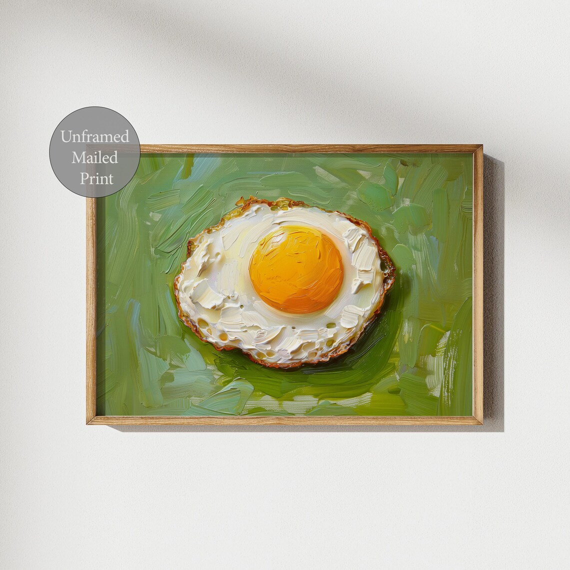 Fried Egg Impasto Painting, Vintage Kitchen Art Print