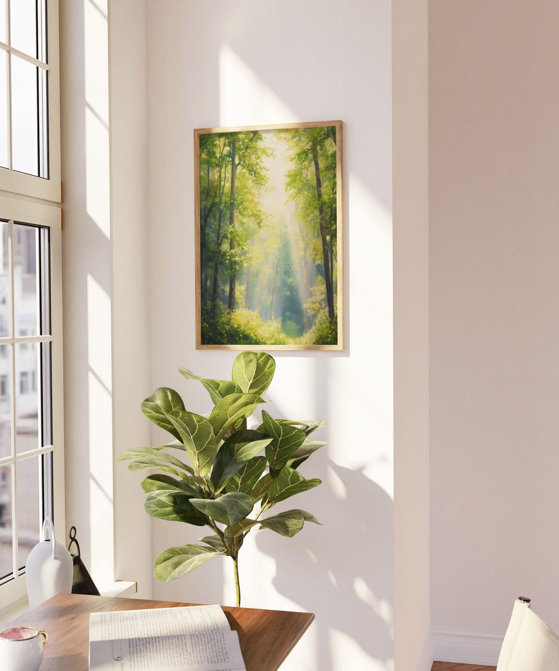 Forest With Sunlight Print Farmhouse Landscape Painting Floral Scenery Artwork Green Trees Artwork Matisse Wall Art - Image 4