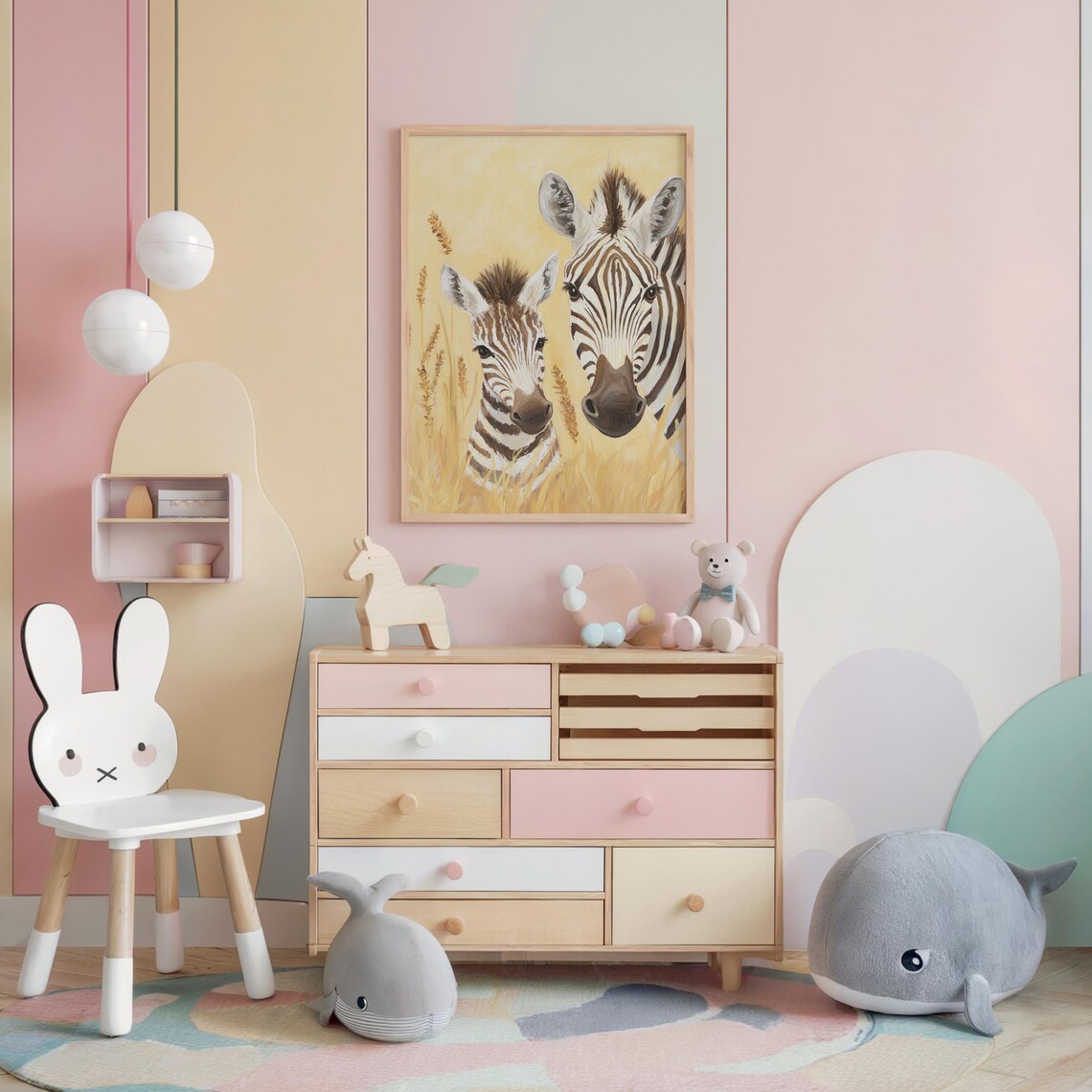 Nursery Mother And Baby Zebra Safari Kids Room Animal Decor Poster - Image 5