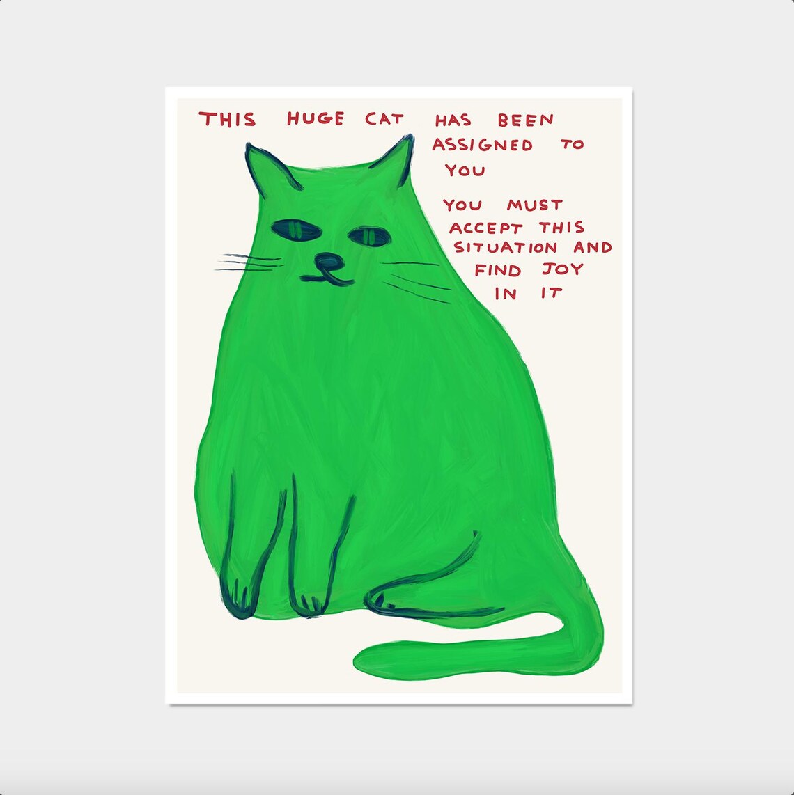 This Huge Cat Has Been Assigned To You Green Cat Funny Poster