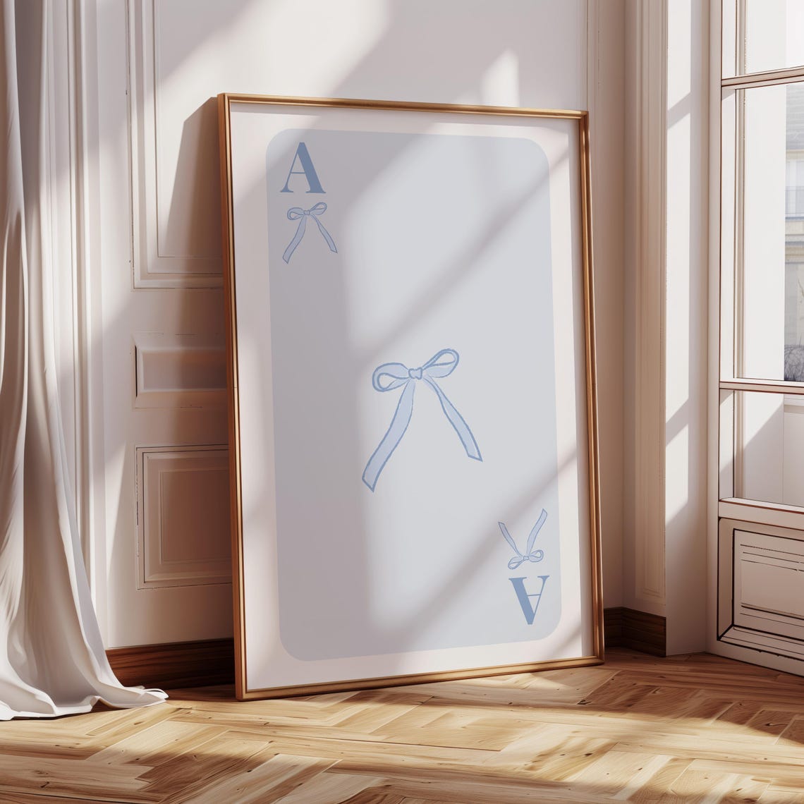 Coquette Blue Bow Playing Card Ace Style Trendy Room Decor Poster - Image 2