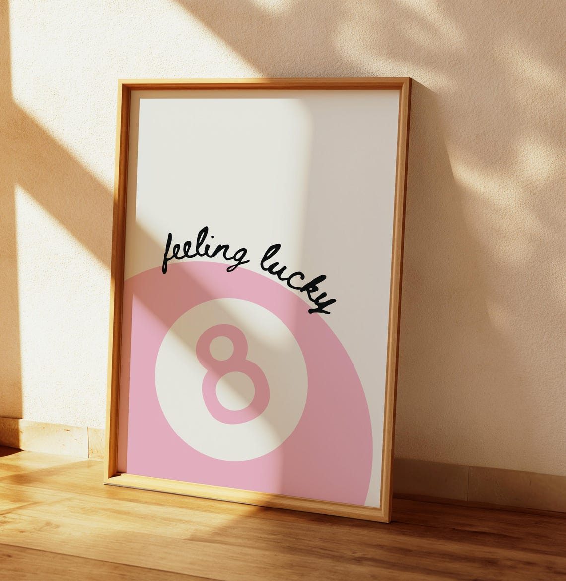 Feeling Lucky Pink Eight Ball Retro Trendy Dorm Room Wall Poster - Image 2