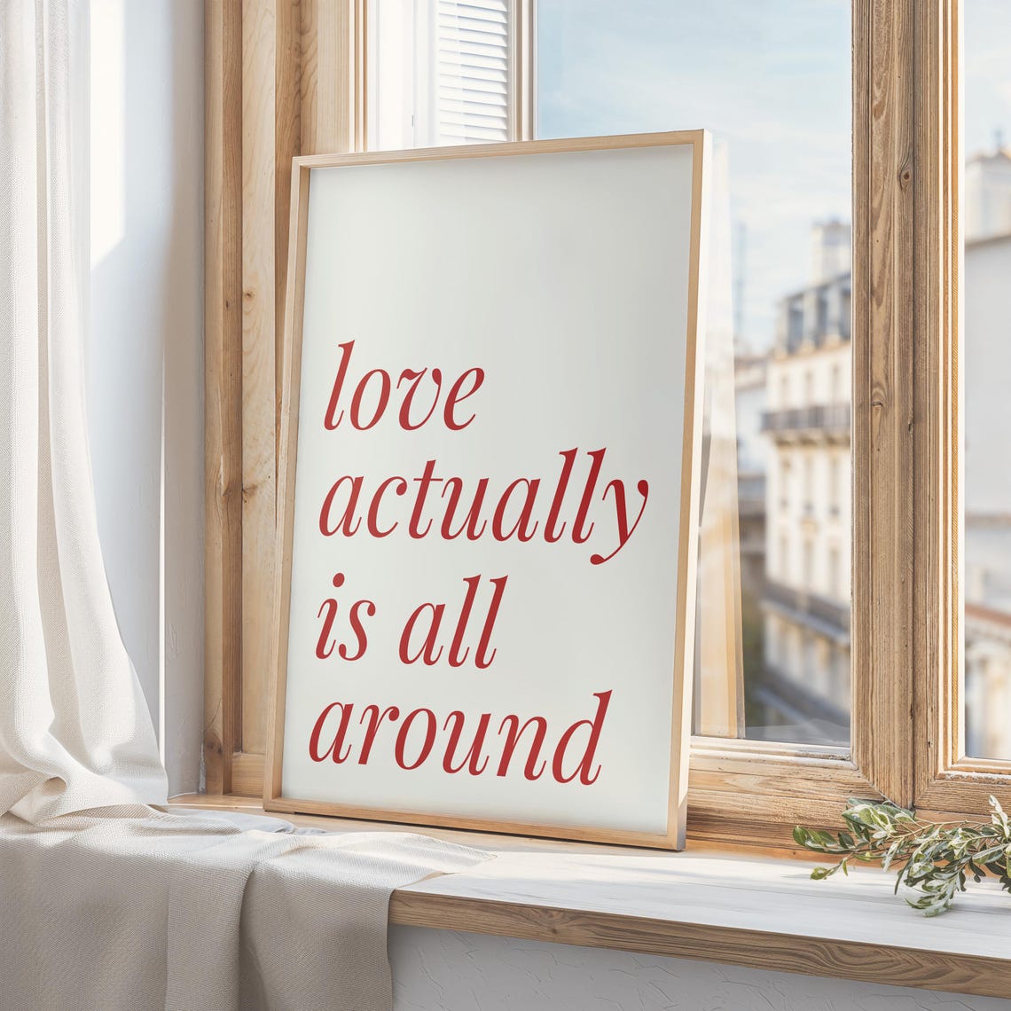 Love Actually Is All Around Red Script Typography Quote Print - Image 3