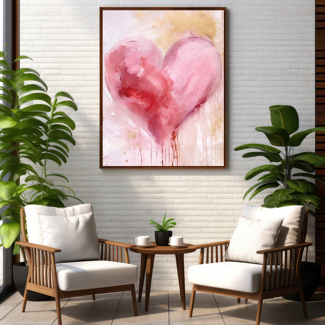 Blush Pink Watercolor Heart Abstract Romantic Love Art Poster - Image 6