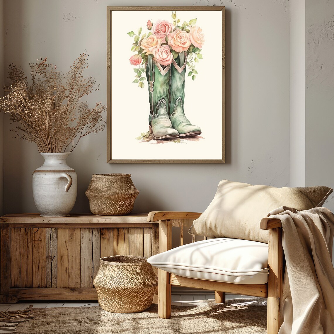 Cowgirl Boots Painting Print, Western Nursery Decor - Image 2